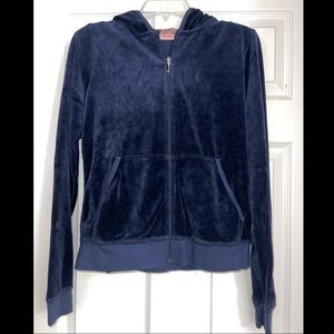 Juicy Couture Navy Blue Velvet Hooded Jacket